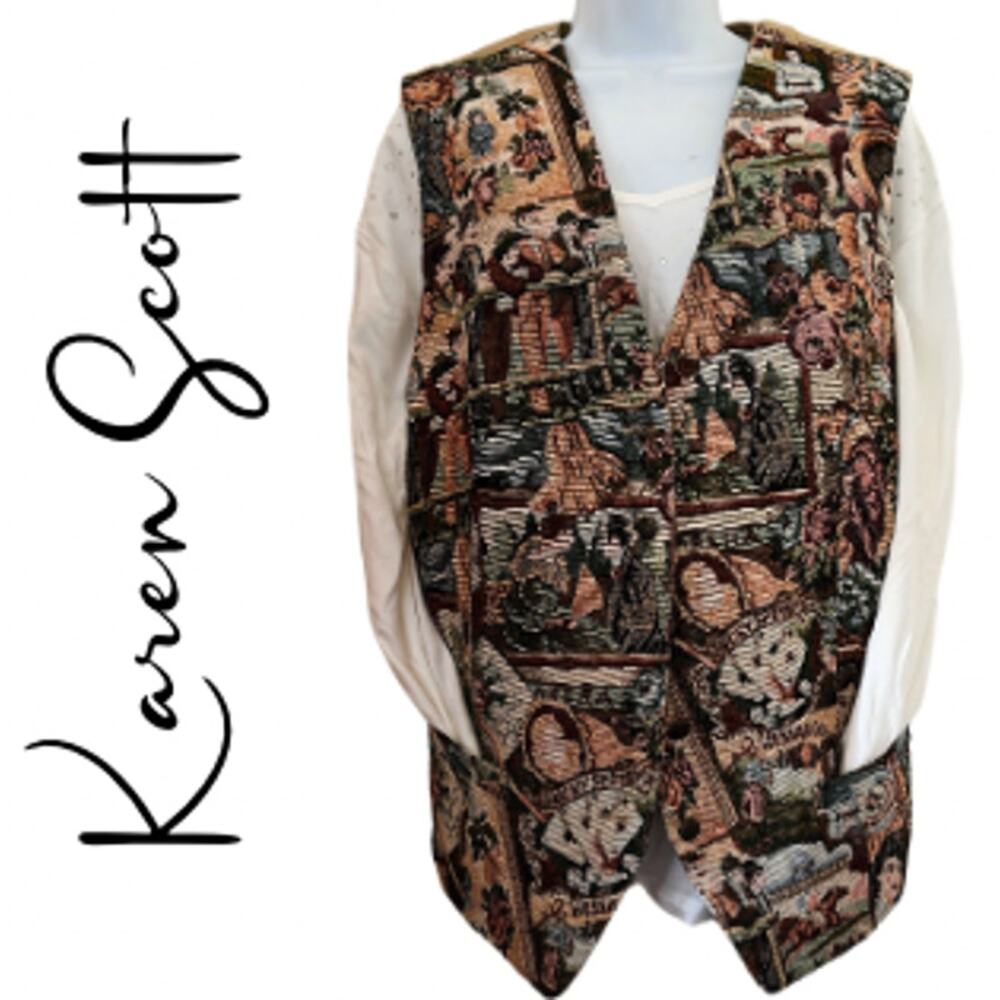 Karen Scott Tapestry Vintage Embroidered Vest